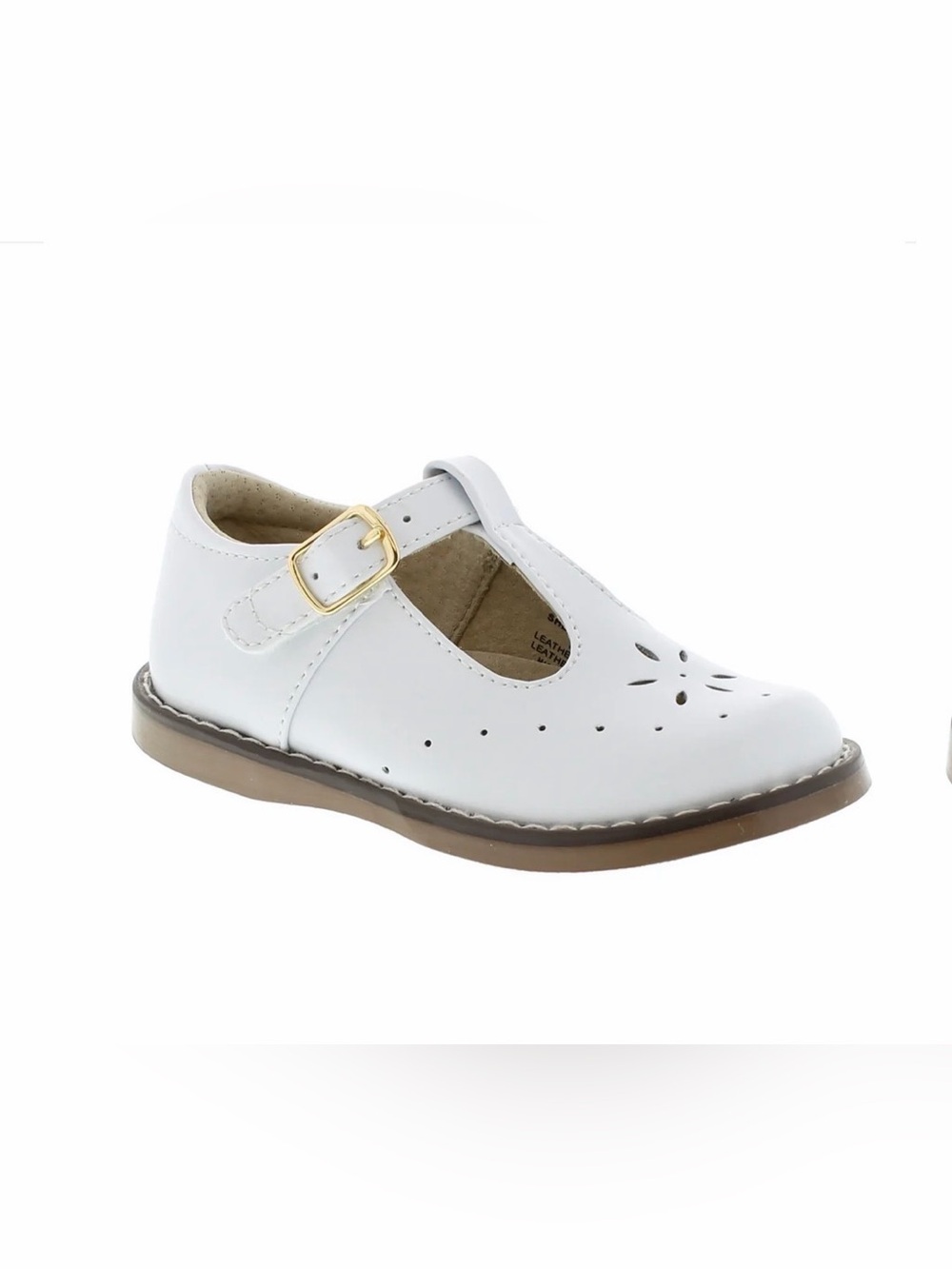 Brand New without box, Girls FootMates White Mary Jane with Gold Buckle Y1